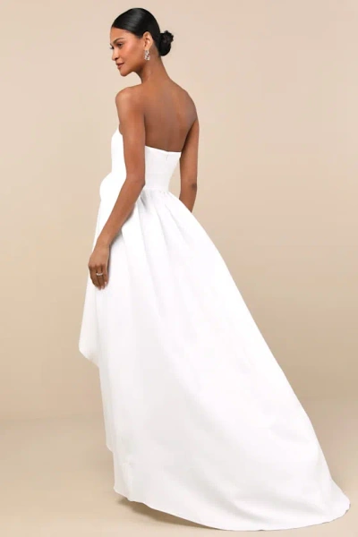 Elliatt Emiliana White 3d Rosette Strapless High-low Maxi Dress In White