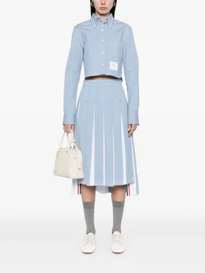 Thom Browne Denim Shirt Shirt And Blouse Light Blue