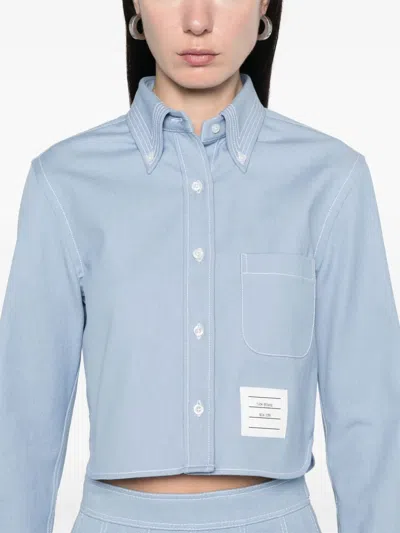 Thom Browne Denim Shirt Shirt And Blouse Light Blue