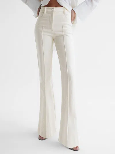 Reiss Cream High Rise Flared Trousers