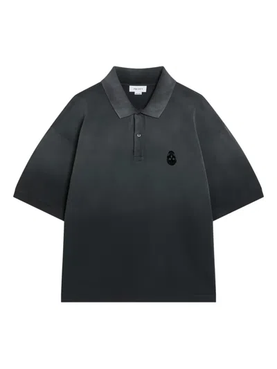 Alexander Mcqueen Faded Effect Black Polo Shirt In Cotton In Gray