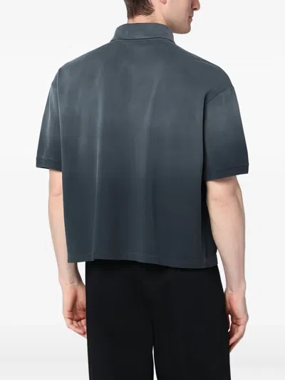 Alexander Mcqueen Faded Effect Black Polo Shirt In Cotton In Gray