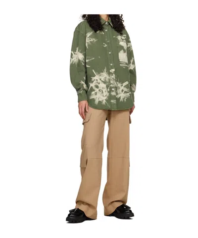 Msgm Bleached-effect Denim Overshirt