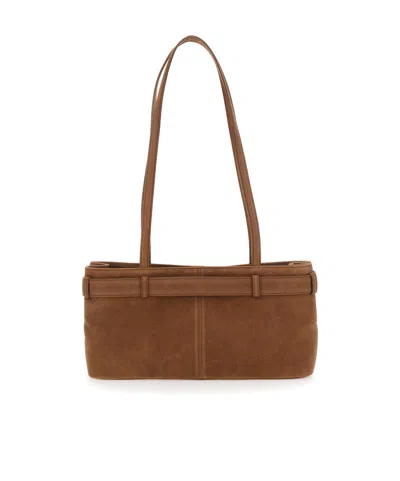 Osoi Brocle Brown Shoulder Bag With Belt And Pendant Key Details In Hammered Leather Woman