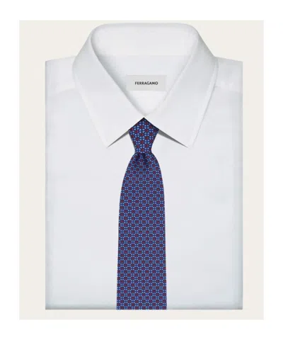 Ferragamo Gancini And Hearts Printed Silk Tie