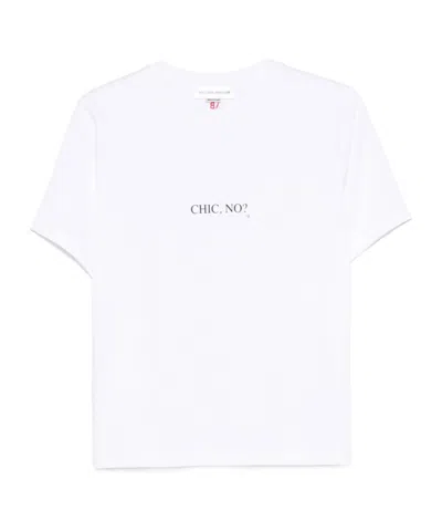 Victoria Beckham White Crewneck T-shirt With Slogan Print On The Front In Cotton Woman