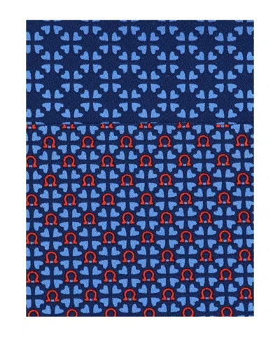 Ferragamo Gancini And Hearts Printed Silk Tie