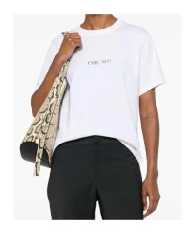Victoria Beckham White Crewneck T-shirt With Slogan Print On The Front In Cotton Woman