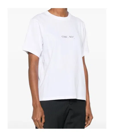 Victoria Beckham White Crewneck T-shirt With Slogan Print On The Front In Cotton Woman