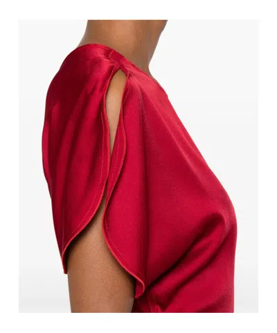 Victoria Beckham Fuchsia Pink Midi Dress With Gathered Waist In Red