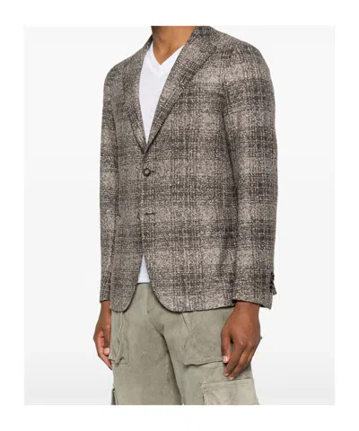 Tagliatore Montecarlo Jersey Ceck Fuso Moro 32 Lana 25 Seta 23 Pol 20 Acr Jackets Brown