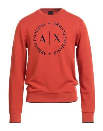 Armani Exchange Man Sweatshirt Rust Size L Polyester, Viscose, Elastane