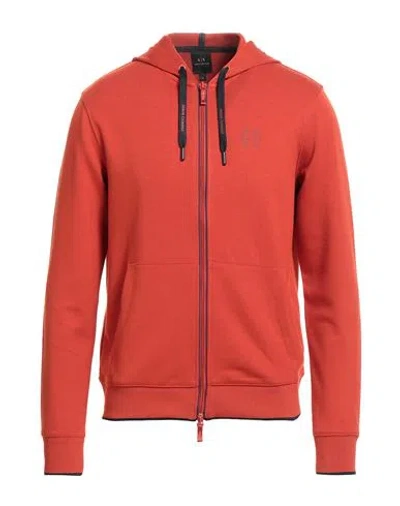 Armani Exchange Man Sweatshirt Rust Size L Polyester, Viscose, Elastane