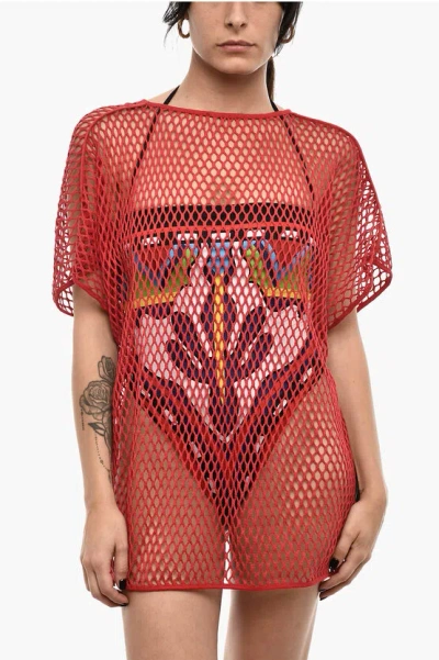 Dsquared2 Solid Color Openwork Beach Cover-up Dress