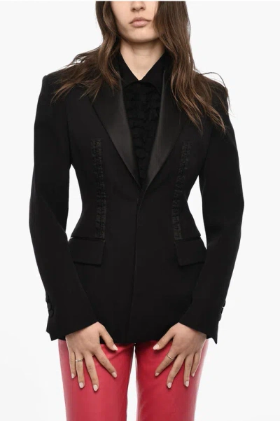 Dsquared2 Virgin Wool 1 Buttons Blazer With Silk Details