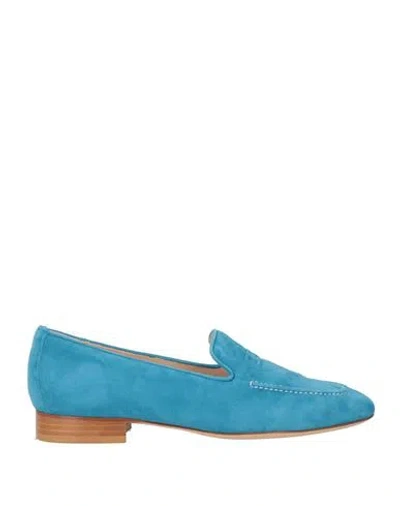 Kiton Woman Loafers Azure Size 8 Leather