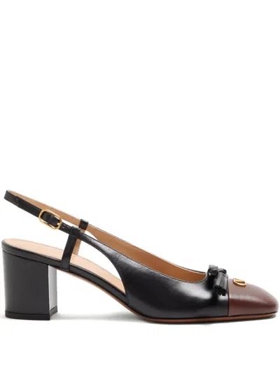 Valentino Leather Vlogo Signature Pumps With Block Heel In Black
