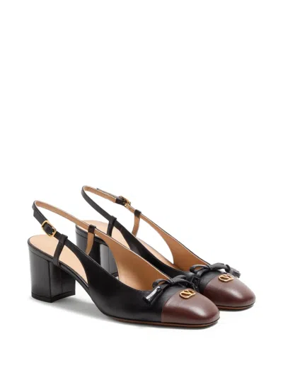 Valentino Leather Vlogo Signature Pumps With Block Heel In Black