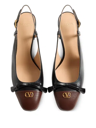 Valentino Leather Vlogo Signature Pumps With Block Heel In Black