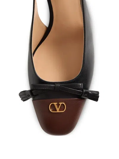 Valentino Leather Vlogo Signature Pumps With Block Heel In Black