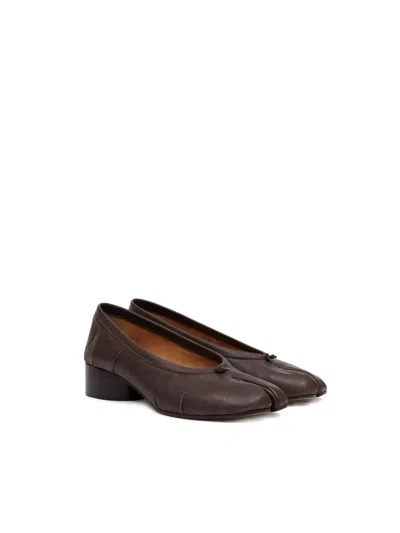 Maison Margiela Tabi Ballet Flats In Viola Suede In Animal Print