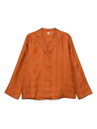Totême Toteme Women Monogram Silk Shirt In Orange