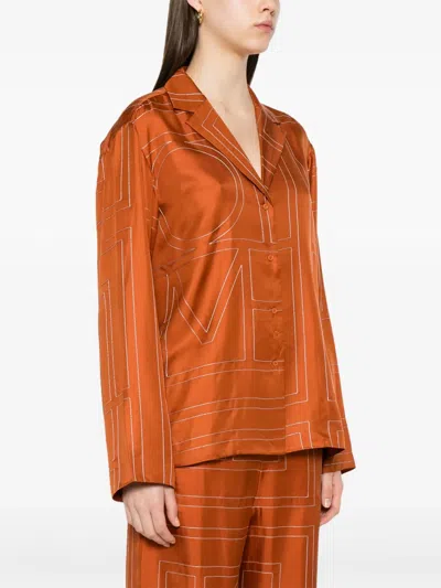 Totême Toteme Women Monogram Silk Shirt In Orange