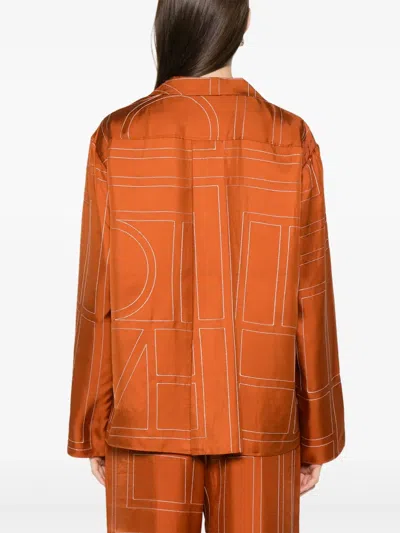 Totême Toteme Women Monogram Silk Shirt In Orange