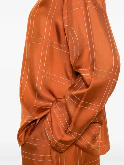 Totême Toteme Women Monogram Silk Shirt In Orange
