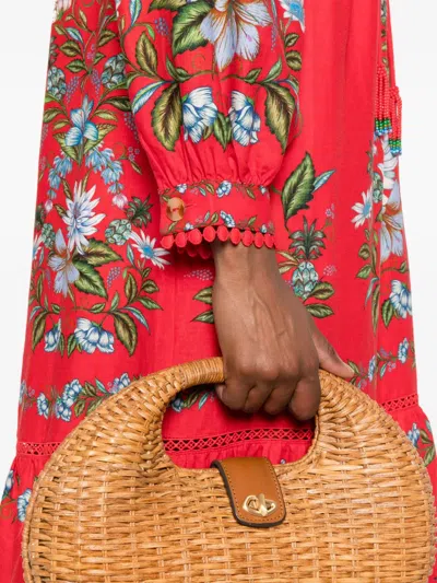 Farm Rio Red Sweet Bloom Bouquet Lenzing Ecovero Euroflax Midi Dress