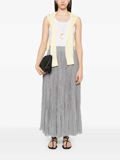 Totême Crinkled Plisse Skirt In Pale Grey In Multi