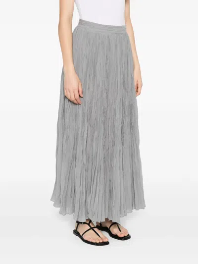 Totême Crinkled Plisse Skirt In Pale Grey In Multi