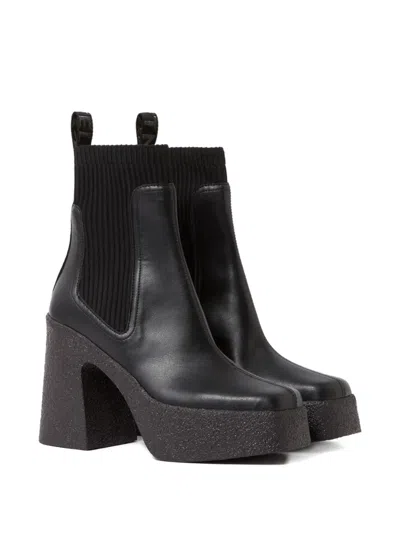 Stella Mccartney Chunky Heel Lace-up Platform Boots In Black