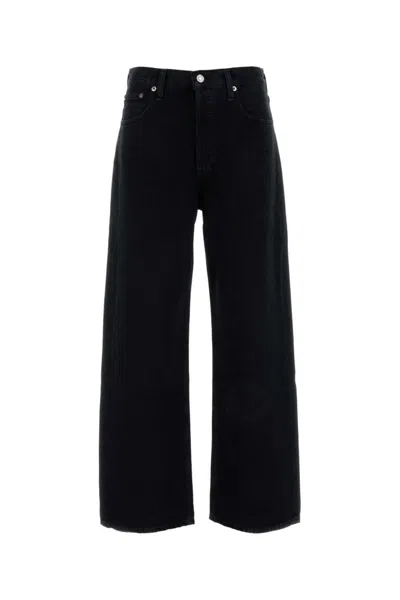 Agolde Mid-rise Wide-leg Denim Trousers In Black