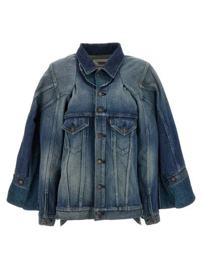 Junya Watanabe Double-layer Faded Denim Jacket With Chest Pockets