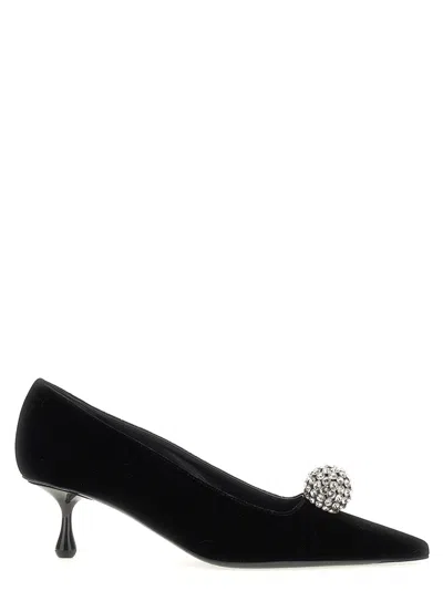 Jimmy Choo Orb 95 Velvet Pumps In Black