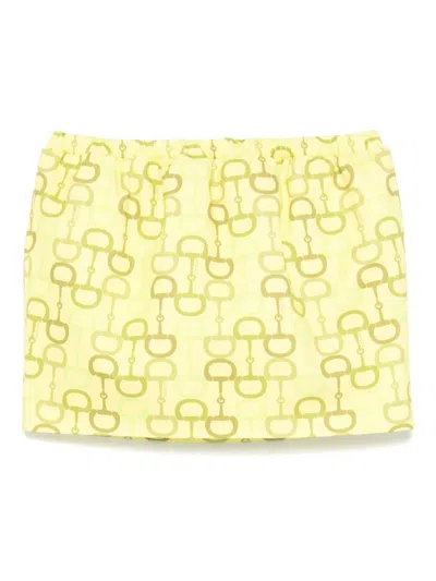 Gucci Horsebit Print Skirt Skirts Yellow In Green