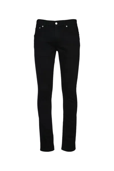 Alexander Mcqueen Washed-black Cotton-blend Skinny-cut Denim Jeans