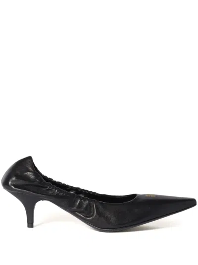 Miu Miu 55 Ruched Leather Pumps