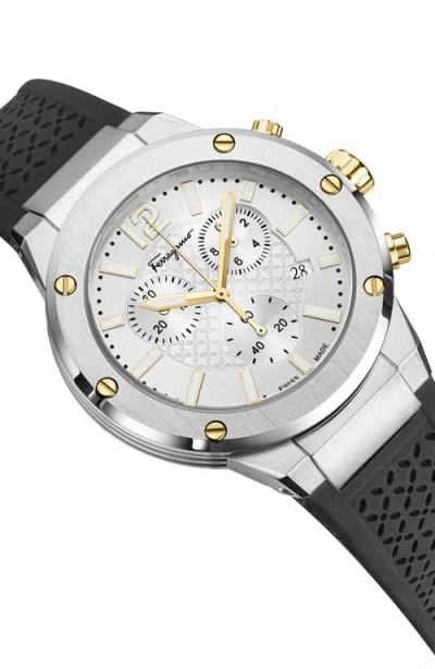 Ferragamo F-80 Chrono Silicone Watch In Multi