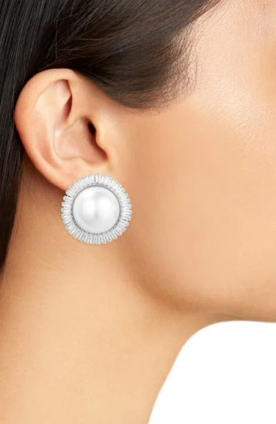 Tasha Crystal & Faux Pearl Button Stud Earrings