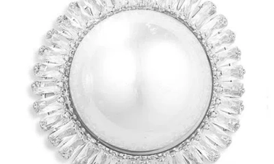 Tasha Crystal & Faux Pearl Button Stud Earrings