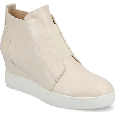 Journee Collection Clara Sneakers Women's Beige Side Zipper Wedge Heel Gal1415