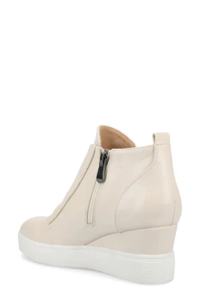 Journee Collection Clara Sneakers Women's Beige Side Zipper Wedge Heel Gal1415