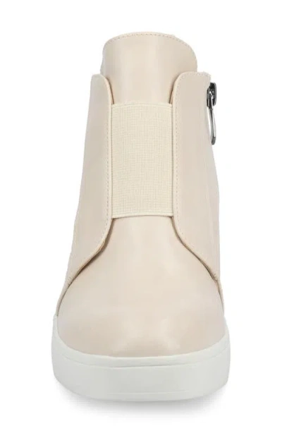 Journee Collection Clara Sneakers Women's Beige Side Zipper Wedge Heel Gal1415