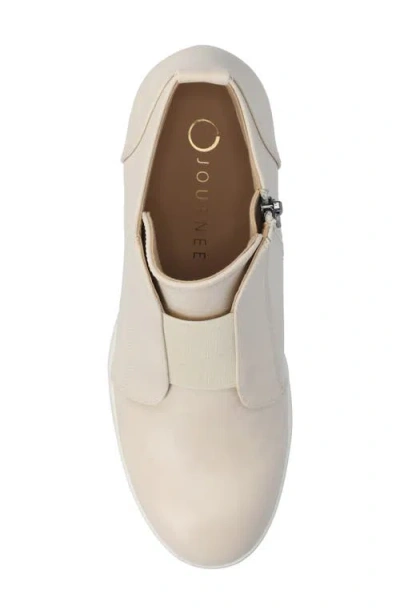 Journee Collection Clara Sneakers Women's Beige Side Zipper Wedge Heel Gal1415