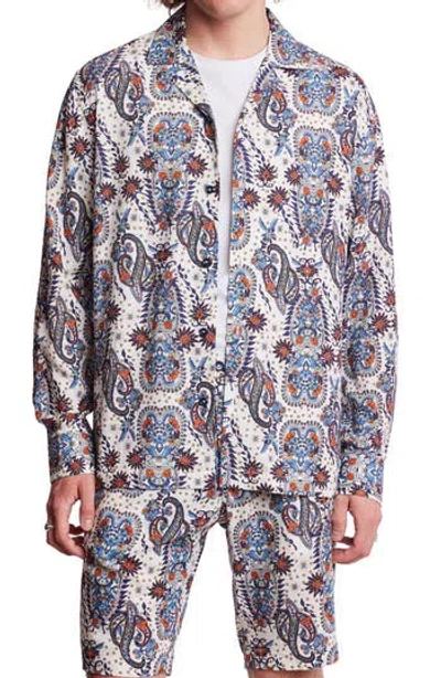 Paisley & Gray Men's Slim Fit Long Sleeve Paisley Button-front Camp Shirt In Blue