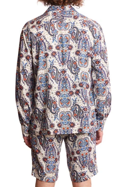 Paisley & Gray Men's Slim Fit Long Sleeve Paisley Button-front Camp Shirt In Blue