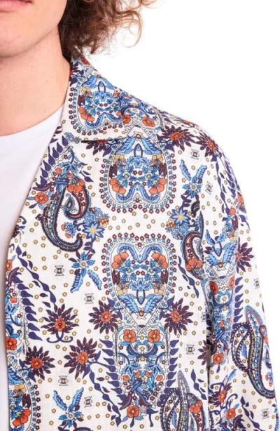Paisley & Gray Men's Slim Fit Long Sleeve Paisley Button-front Camp Shirt In Blue
