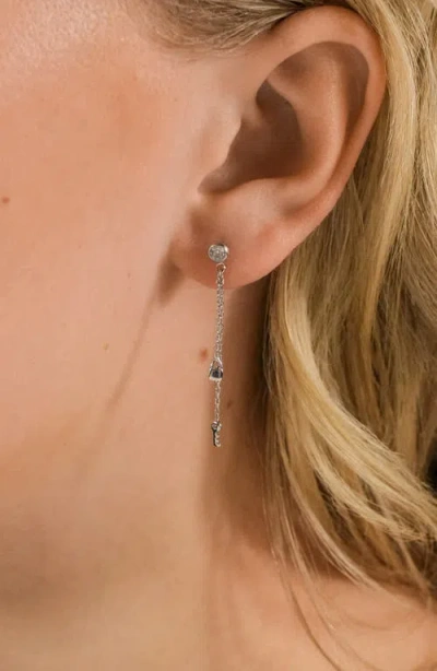 Sterling Forever Lock And Key Chain Drop Earrings